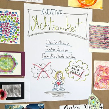 Poster und Bilder an der Pinnwand
